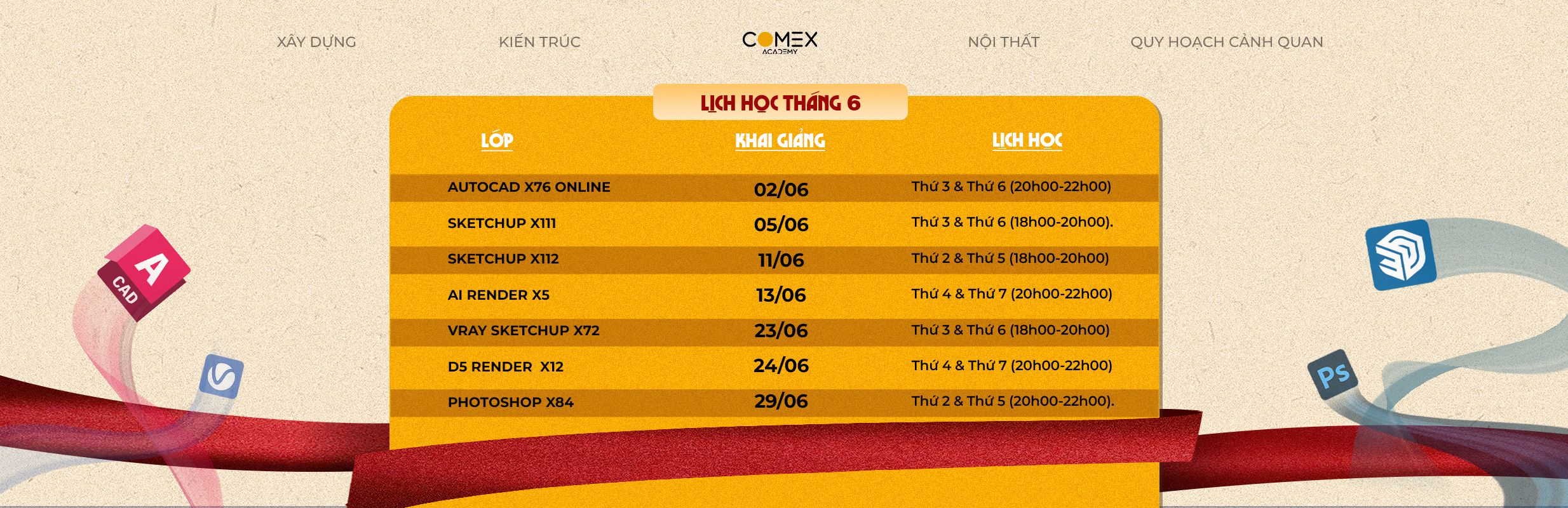 LỊCH HỌC THÁNG 6