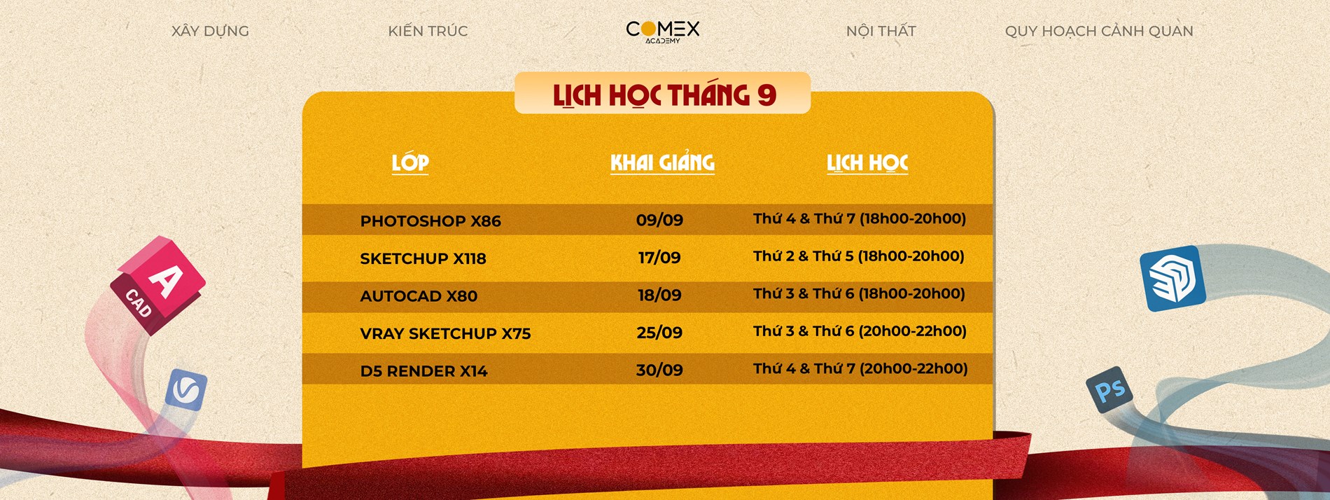 LỊCH HỌC THÁNG 9