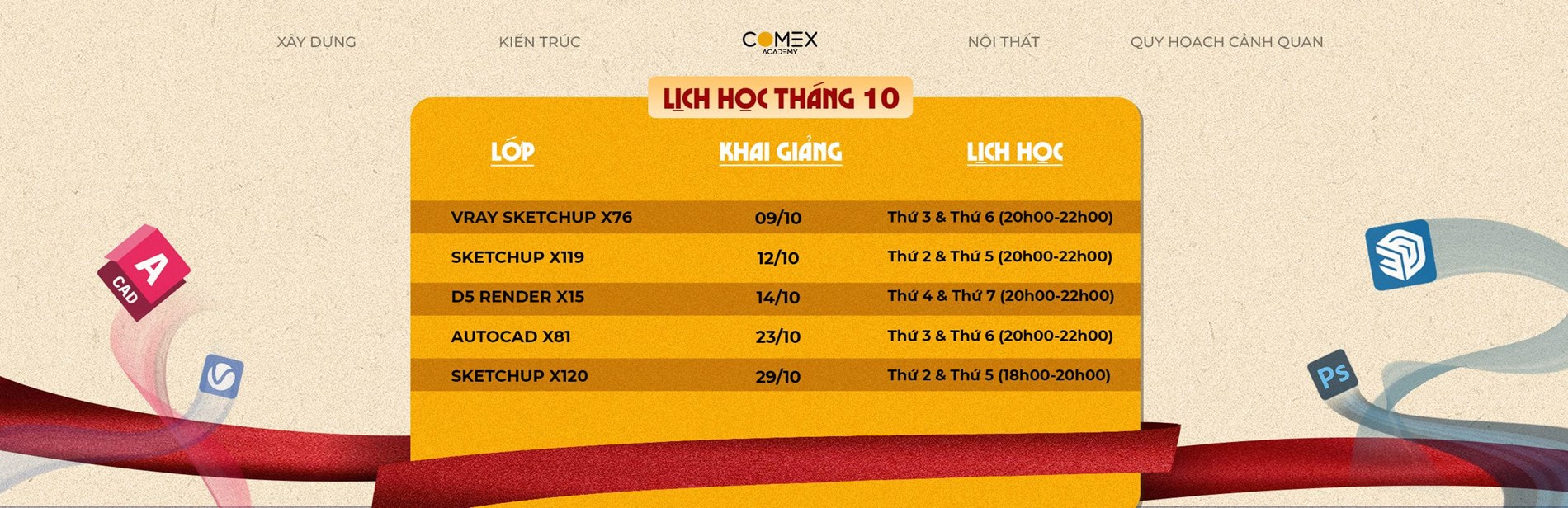 LỊCH HỌC THÁNG 10